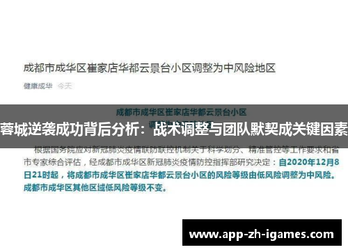 蓉城逆袭成功背后分析:战术调整与团队默契成关键因素 蓉城逆袭成功背后分析:战术调整与团队默契成关键因素